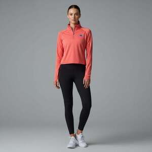 Rabbit Running Quarter Zip Pullover Heather Coral Thumbholes Long Sleeve Women M